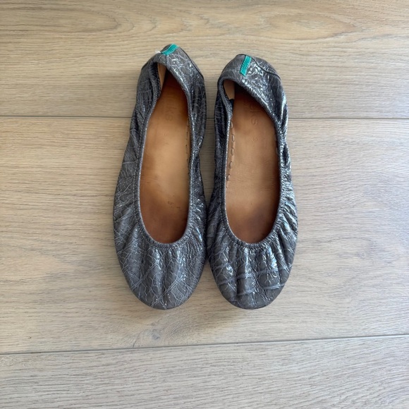 Tieks Ballet Flats Slate Grey Croc Slip-on Travel Round Toe Foldable Women's 9 - Picture 2 of 7